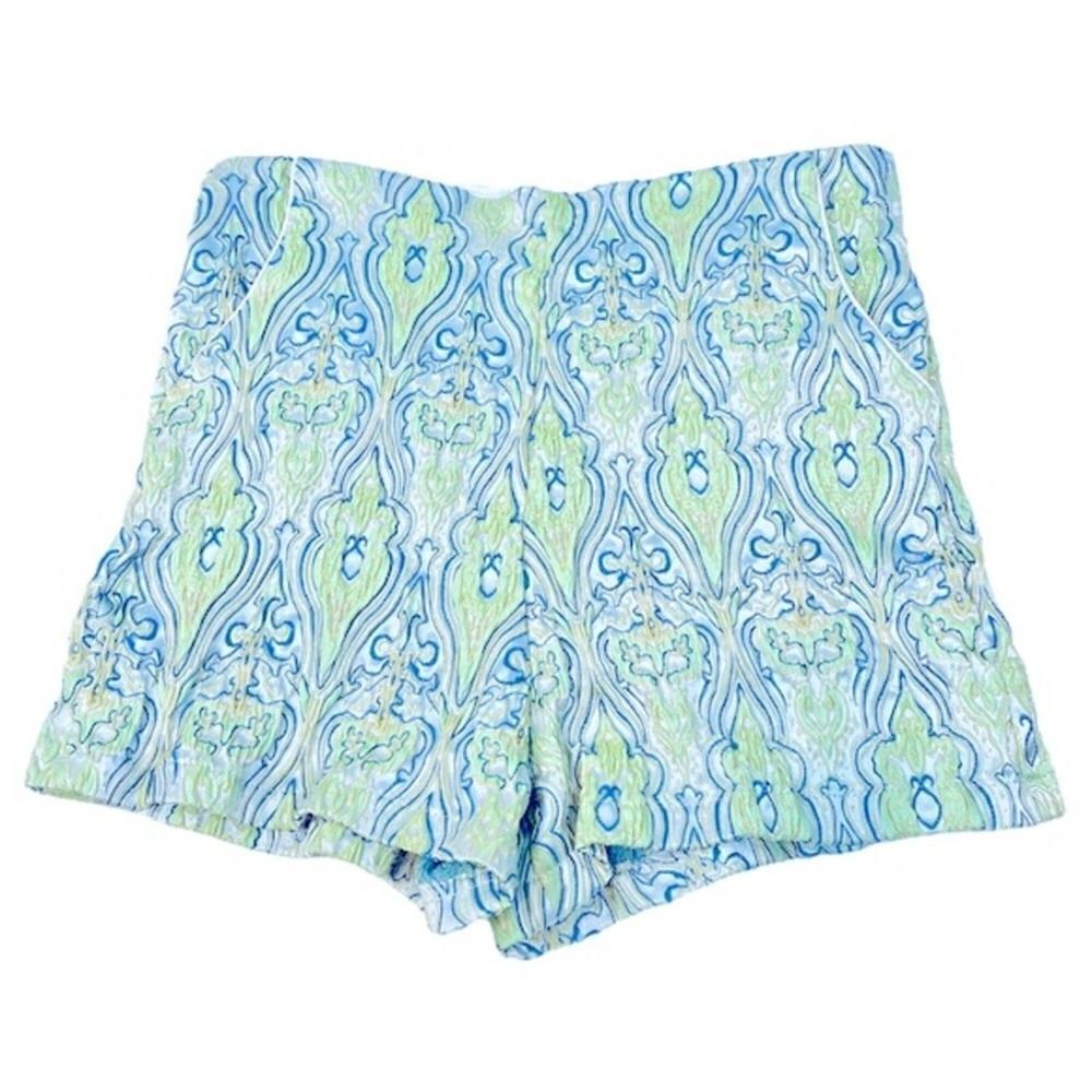 8 Birdies Blue Green Damask Shorts Large